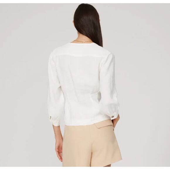 DL1961 Blouse Womens X Small White Audrey V Neck Button Up Linen - Picture 5 of 15